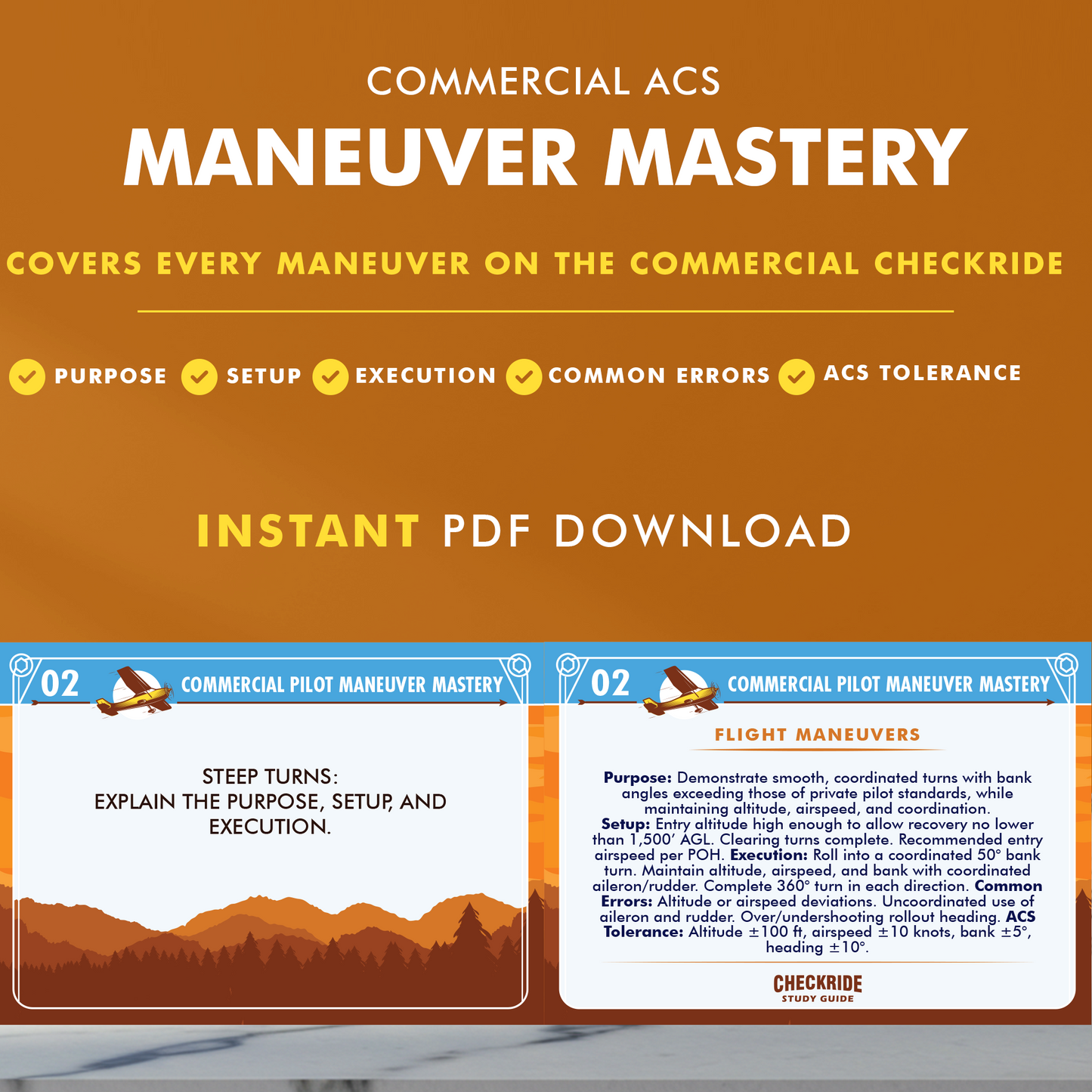 DIGITAL DOWNLOAD: Commercial Pilot Maneuvers Mastery Flashcards